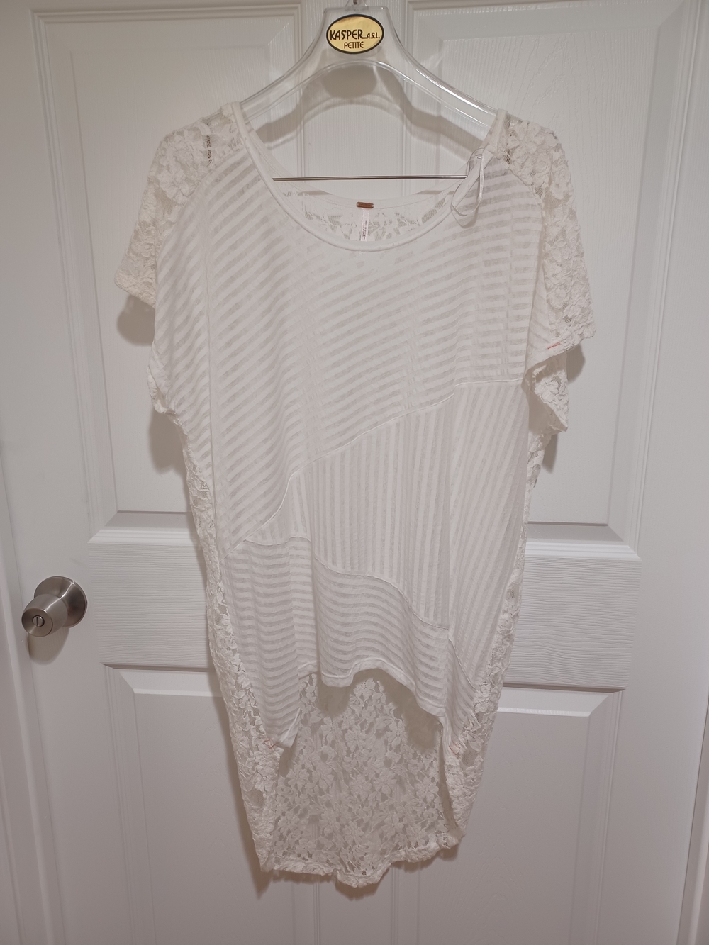 Free People White Sheer Striped Tunic with Lace Back - Picture 4 of 6